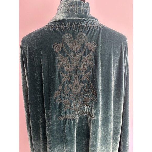 Womens Cardigan Slipover Jacket Velvet 3XL Time For Me embroidered Details - Picture 4 of 14